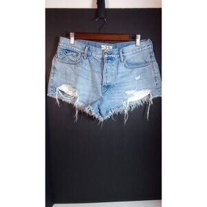 We The Free Shorts Womens 29 Blue Cut Off Distressed Fray Denim 100% Cotton